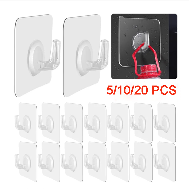 Door Stopper Heavy - 5/10/20 szt. Samoprzylepne haczyki przezroczyste haczyki