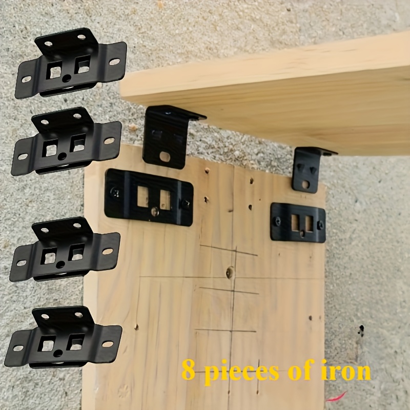 Furniture Hardware Connectors - 4 Zestawy metalowych klipsów mocujących 2-w-1,