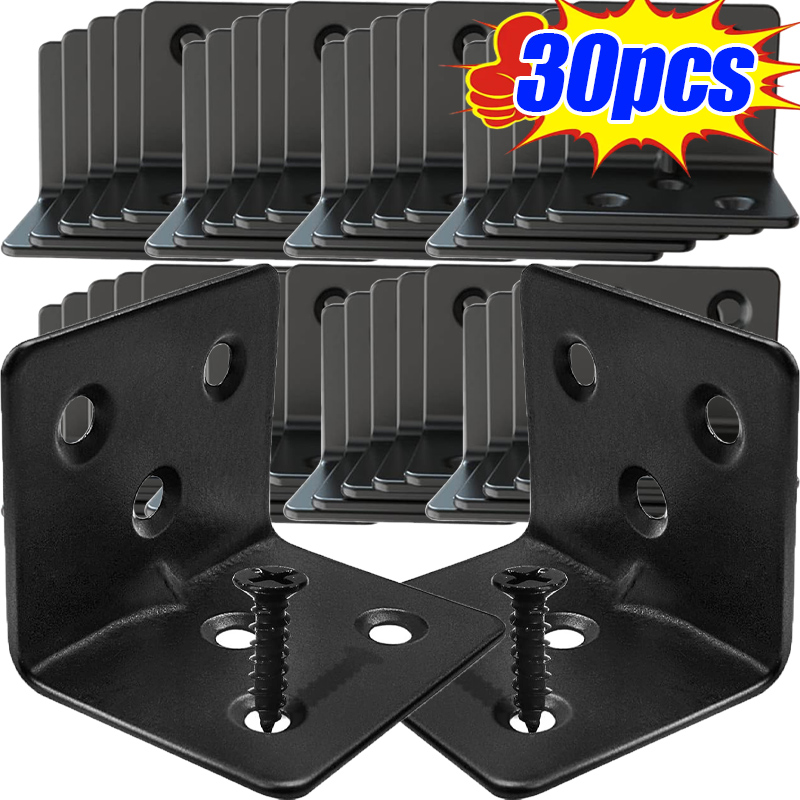 10/30 szt. Czarne kątowniki L  – Furniture Hardware Connectors recenzja i cena
